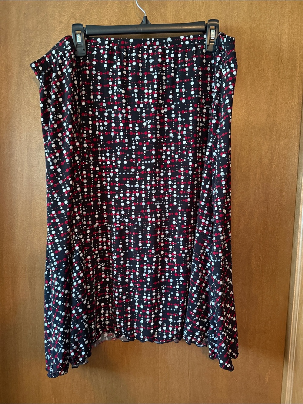 Studio 1940 Black Midi Skirt with Pink and White Dot Print